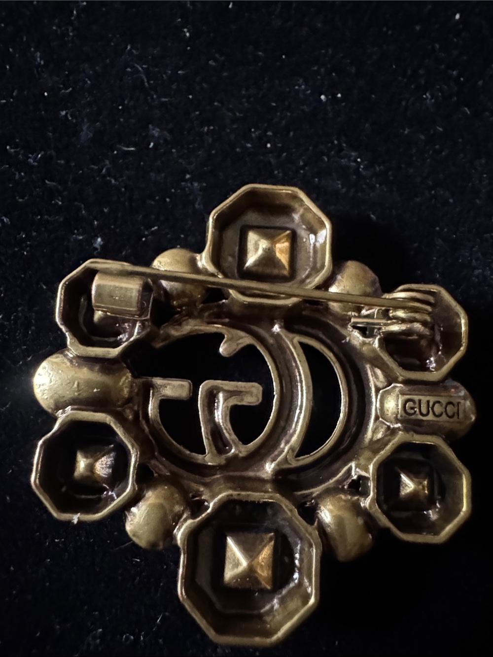 Earrings gold -Tone Brooch /pin signed in back - Picture 4 of 4